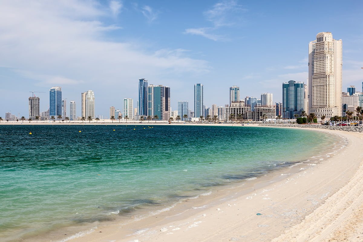 Het Al Mamzar Beach strand in Dubai