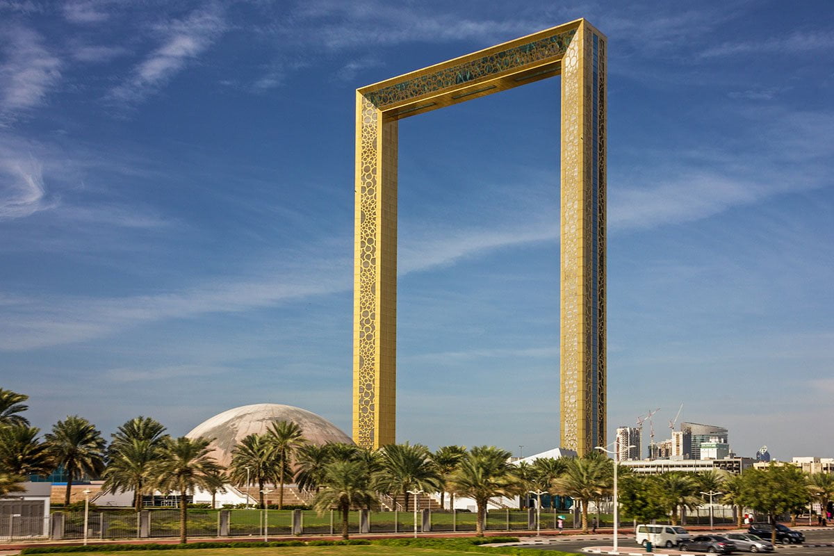 De Dubai Frame bezoeken in Dubai