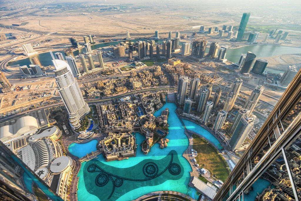 Uitzicht vanuit het uitkijkpunt in de Burj Khalifa