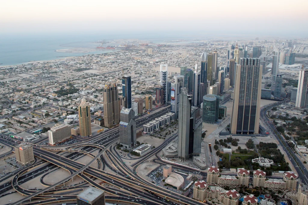 Uitzicht vanuit de Burj Khalifa in Dubai